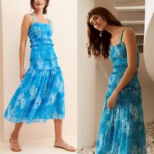 Steele Anthropologie Kenzie Smocked Dress Medium‎ Sundress Boho Summer